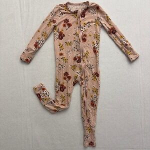 Angel Dear Baby Long Sleeve Footie Zippy Jumpsuit 12-18 Months Floral Ruffle